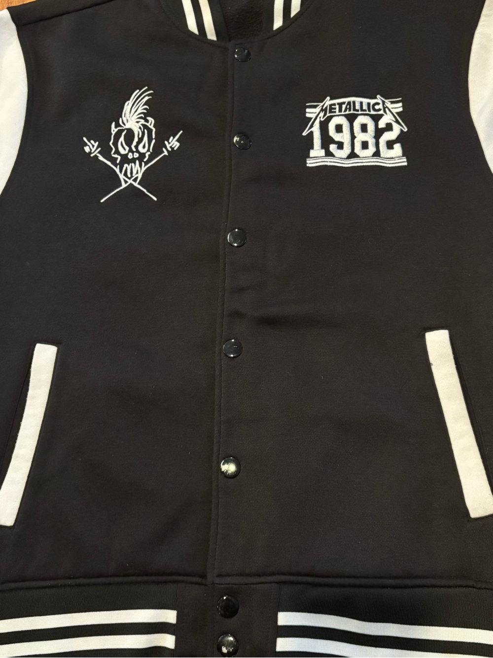 Metalica 1982 Black & White Varsity Jacket L - Picture 2 of 8